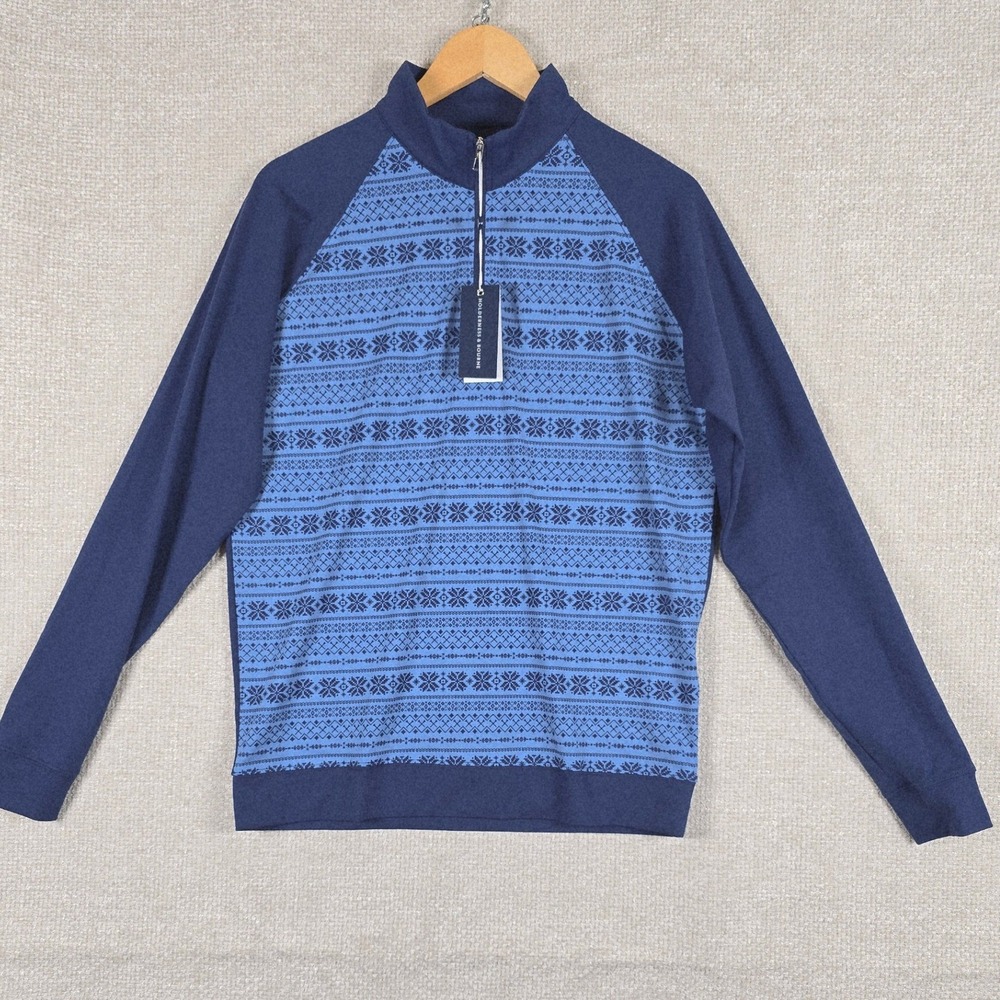 Holderness & Bourne Mens Dry Luxe‎ Performance 1/4 Zip Fair Isle Pullover Small